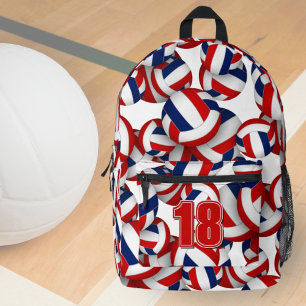 Sac À Dos Imprimé équipe de volley-ball bleu rouge couleurs w nom du
