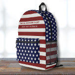 Sac À Dos Imprimé États-Unis États-Unis Drapeau Étoiles Grilles Text<br><div class="desc">Sac à dos très cool avec un design inspiré du drapeau américain des Etats-Unis des Stars et des Stripes. Ajoutez facilement votre texte personnalisé à personnaliser. Assez spacieux pour les livres, l'ordinateur, l'équipement sportif et plus - ou comme un sac de voyage ou de couchage aussi. Parfait pour un vétéran,...</div>