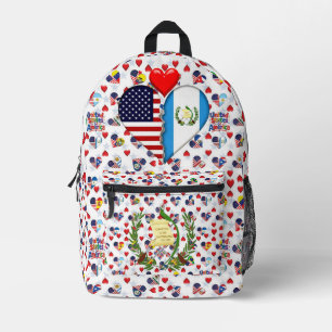 Sac À Dos Imprimé États-Unis Guatemala Cœur drapeaux Patrimoine hisp
