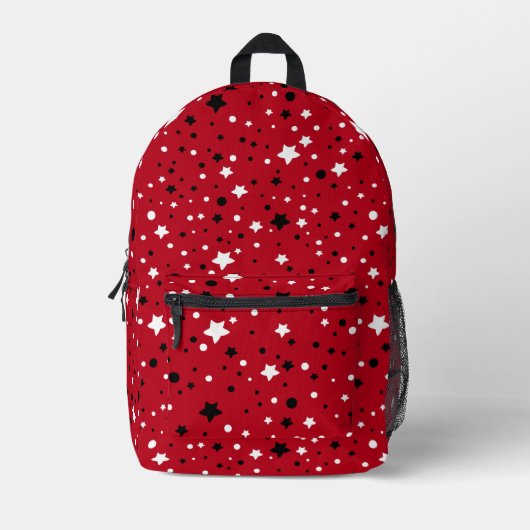 Sac À Dos Imprimé Étoiles blanches et noires sur rouge (Recto)