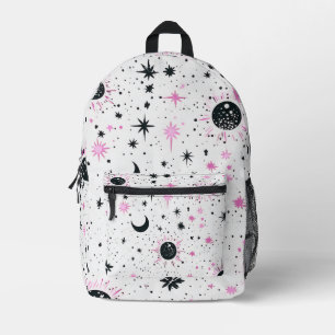 Sac À Dos Imprimé Étoiles célestes noires et roses
