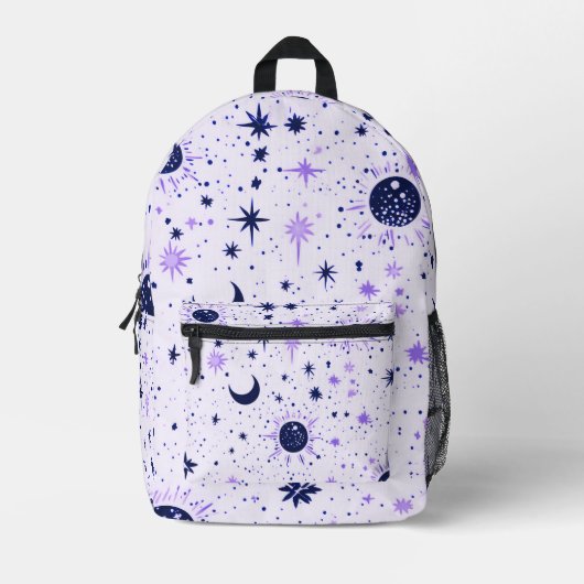 Sac À Dos Imprimé Étoiles célestes noires et violettes (Recto)