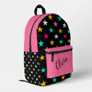 Sac À Dos Imprimé Étoiles colorées personnalisées et rose clair uni