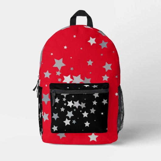 Sac À Dos Imprimé Étoiles partout en rouge et noir (Recto)
