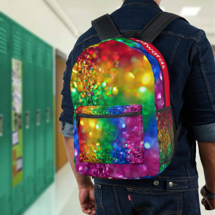 Sac À Dos Imprimé Explosion de Couleur Arc-en-Ciel Pailleté Personna