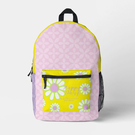 Sac À Dos Imprimé Faisceau Simple Jaune Violet Rose (Recto)