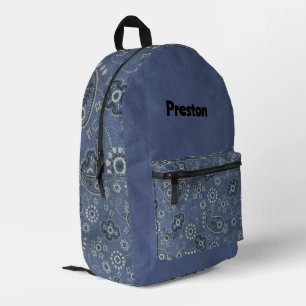 Sac À Dos Imprimé Faux cuir bleu et paisley western bleu