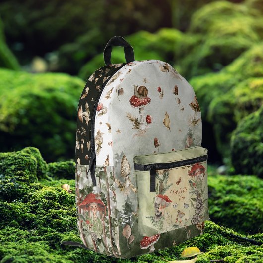 Sac À Dos Imprimé Fée magique de la forêt d'automne | Monogramme