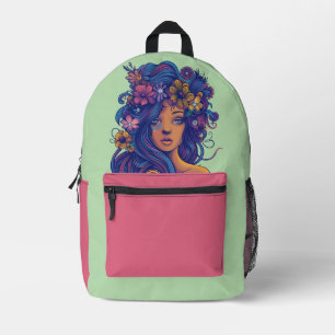 Sac À Dos Imprimé Femme d'Imaginaire Boho avec cheveux floraux
