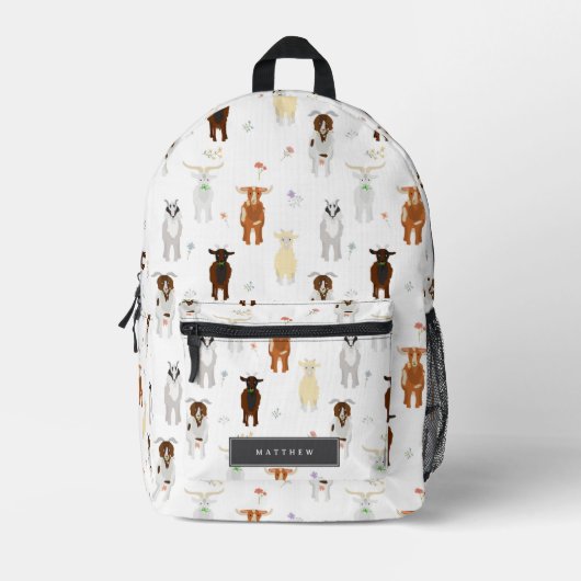 Sac À Dos Imprimé Ferme d'animaux mignons chèvres (Recto)