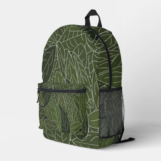 Sac À Dos Imprimé Feuillage de feuilles vertes (Coin arrière droit)