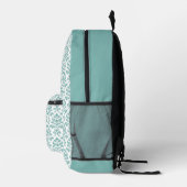 Sac À Dos Imprimé Feuille Damask Motif Turquoise (Droite)