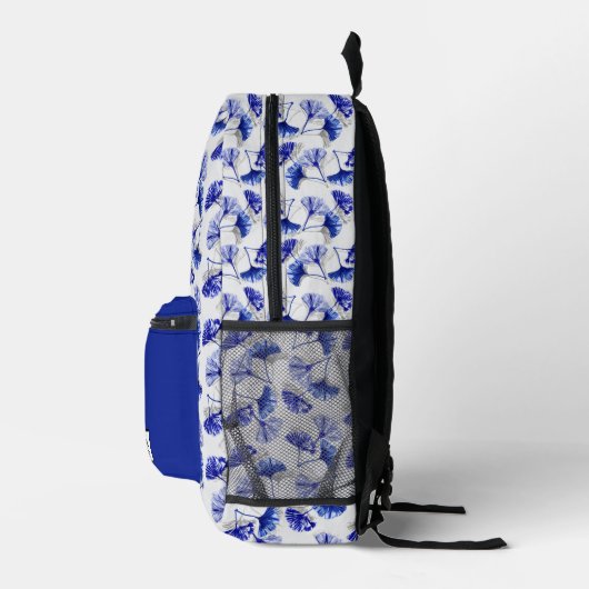 Sac À Dos Imprimé Feuille de gingko bleu et blanc (Droite)