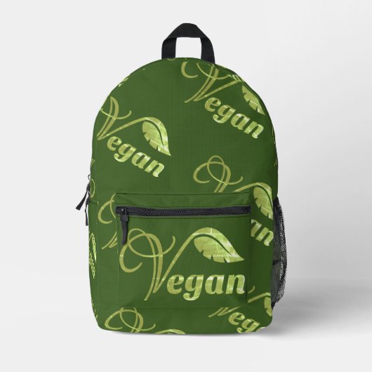 Sac À Dos Imprimé Feuille de logo Vegan (Recto)
