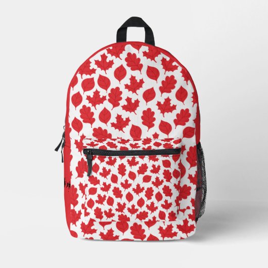 Sac À Dos Imprimé Feuille d'érable canadienne. Nom modifiable (Recto)