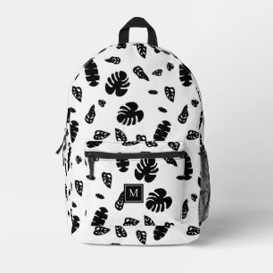 Sac À Dos Imprimé Feuille d'été noir et blanc Tropical Motif
