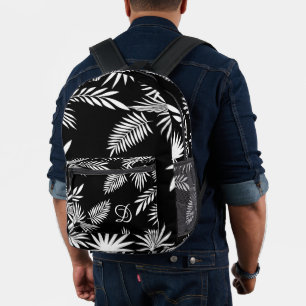 Sac À Dos Imprimé feuille tropicale palmier feuille noir motif