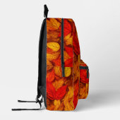 Sac À Dos Imprimé Feuilles Automne En Rouge Et Orange Avec Votre Nom (Gauche)