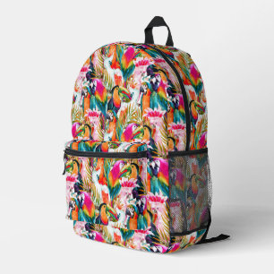Sac À Dos Imprimé Feuilles de perroquets et palmiers