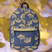 Sac À Dos Imprimé Feuilles Gold Gingko sur Monogramme bleu ardoise