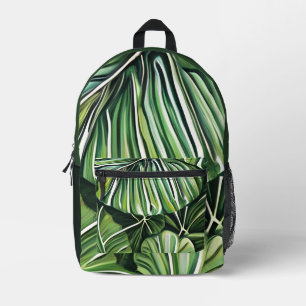 Sac À Dos Imprimé Feuilles Tropicales Vertes Art