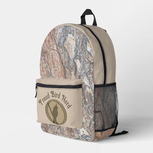 Sac À Dos Imprimé Fier Oiseau Nerd Silhouette Arbre Bois Oiseau (Coin arrière droit)