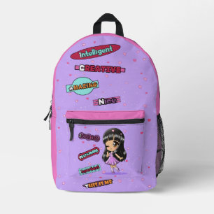 Sac À Dos Imprimé Fille asiatique doux mots positifs