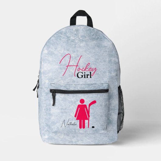 Sac À Dos Imprimé Fille de hockey rose chaud (Recto)