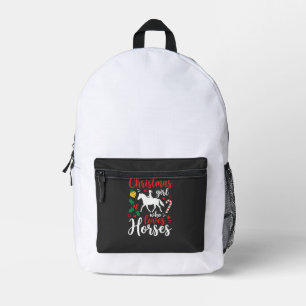 Sac À Dos Imprimé Fille de Noël qui aime les chevaux