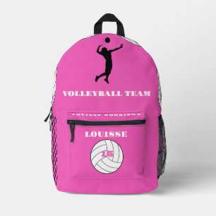 Sac À Dos Imprimé Fille de Volleyball Rose Joueuse Sport