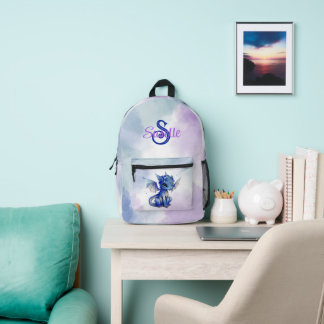 Sac À Dos Imprimé Fille Imaginaire Bleu Bébé Dragon Personnalisé