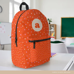 Sac À Dos Imprimé Fille Monogramme Rouge Coeurs roses Imprimer Coupe