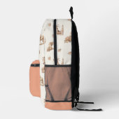 Sac À Dos Imprimé Fille Pêche Rose Cheval Écriture Monogramme (Droite)