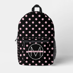 Sac À Dos Imprimé Fille très mignonne Pois rose Monogramme Nom Fille