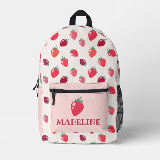 Sac À Dos Imprimé Filles à fraises personnalisées (Recto)