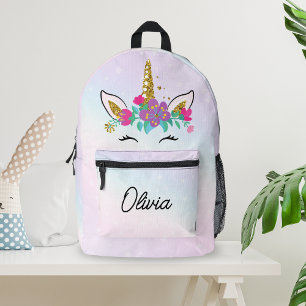 Sac À Dos Imprimé Filles Cute Unicorne Et Aquarelle Rainbow Custom