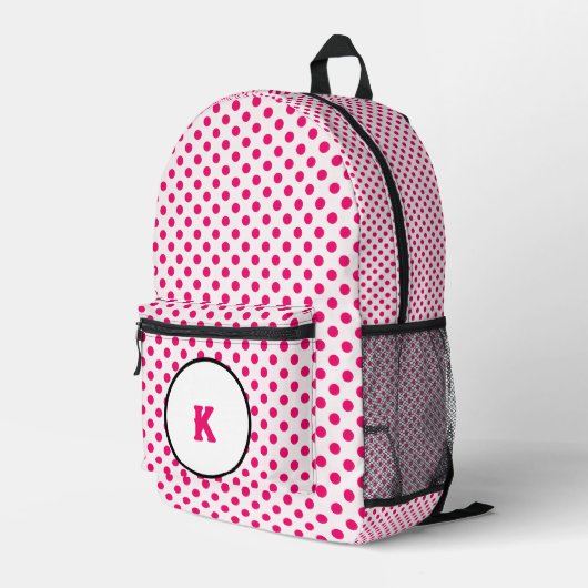 Sac À Dos Imprimé Filles pois roses (Coin arrière droit)