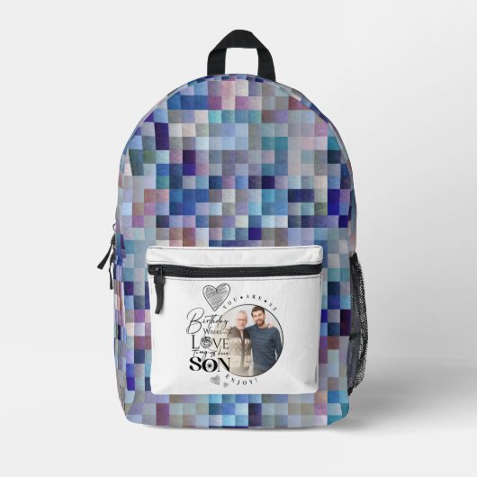 Sac À Dos Imprimé Fils moderne , anniversaire de petit-fils Typograp (Recto)