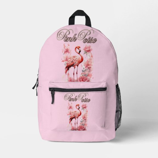 Sac À Dos Imprimé Flamant rose d'alimentation des fleurs | Design ro (Recto)