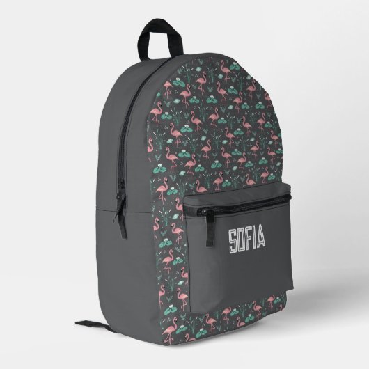 Sac À Dos Imprimé Flamant rose rose mignon gris nom du motif (Coin arrière gauche)