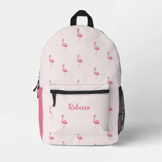 Sac À Dos Imprimé Flamingo rose mignon personnalisé (Recto)