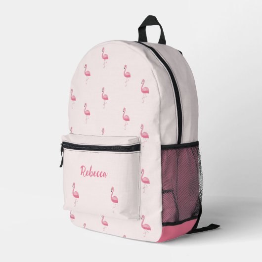Sac À Dos Imprimé Flamingo rose mignon personnalisé (Coin arrière droit)