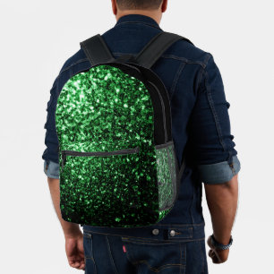 Sac À Dos Imprimé Flamme de parties scintillant vert foncé et noir