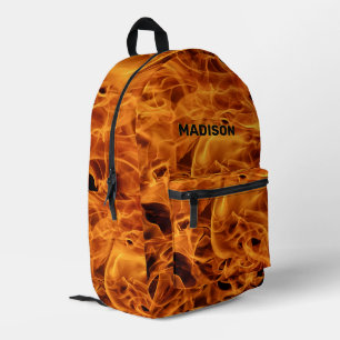 Sac À Dos Imprimé Flammes d'incendie de nom personnalisé