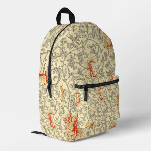 Sac À Dos Imprimé Fleur botanique florale grise rose vintage