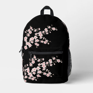 Sac À Dos Imprimé Fleur de Cerisier Floral Rose Noir