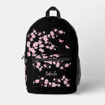 Fleur de cerisier rose monogramme noir