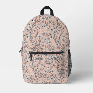 Sac À Dos Imprimé Fleur de cerisier rose motif Sakura sur fond rose