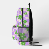 Sac À Dos Imprimé Fleur de Daisy Groovy Violet Damier (Droite)