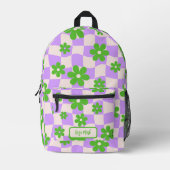 Sac À Dos Imprimé Fleur de Daisy Groovy Violet Damier (Recto)